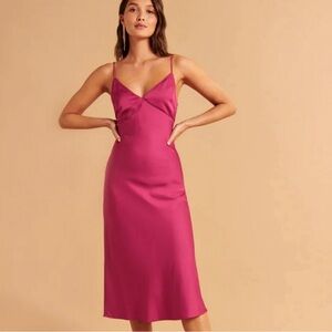 Abercrombie M Lace Up Midi Slip Dress Pink